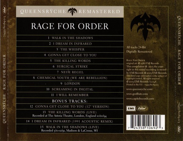 QUEENSRYCHE - RAGE FOR ORDER - Imagen 2