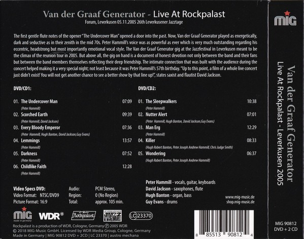 VAN DER GRAAF GENERATOR – LIVE AT ROCKPALAST - LEVERKUSEN 2005 - Imagen 2