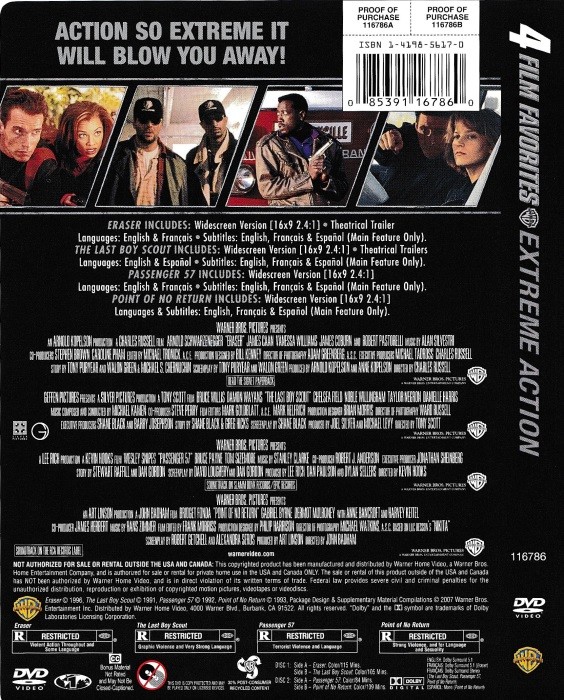 4 FILM FAVORITES - ERASER / THE LAST BOY SCOUT / PASSENGER 57 / POINT OF NO RETURN - Imagen 2