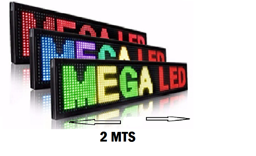 LETRERO LED MULTICOLOR PROGRAMABLE 2 METROS DE LARGO X 0,40 METROS DE ALTO