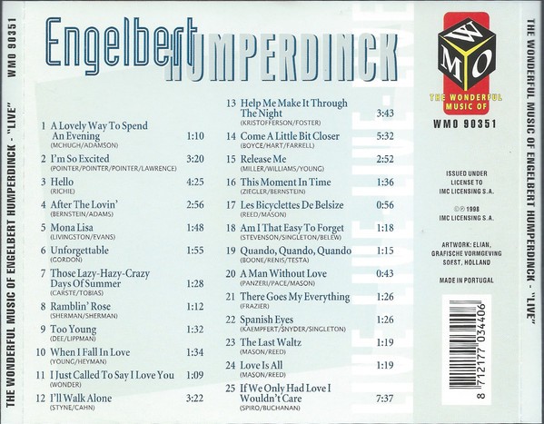 ENGELBERT HUMPERDINCK - LIVE WONDERFULL MUSIC - Imagen 2