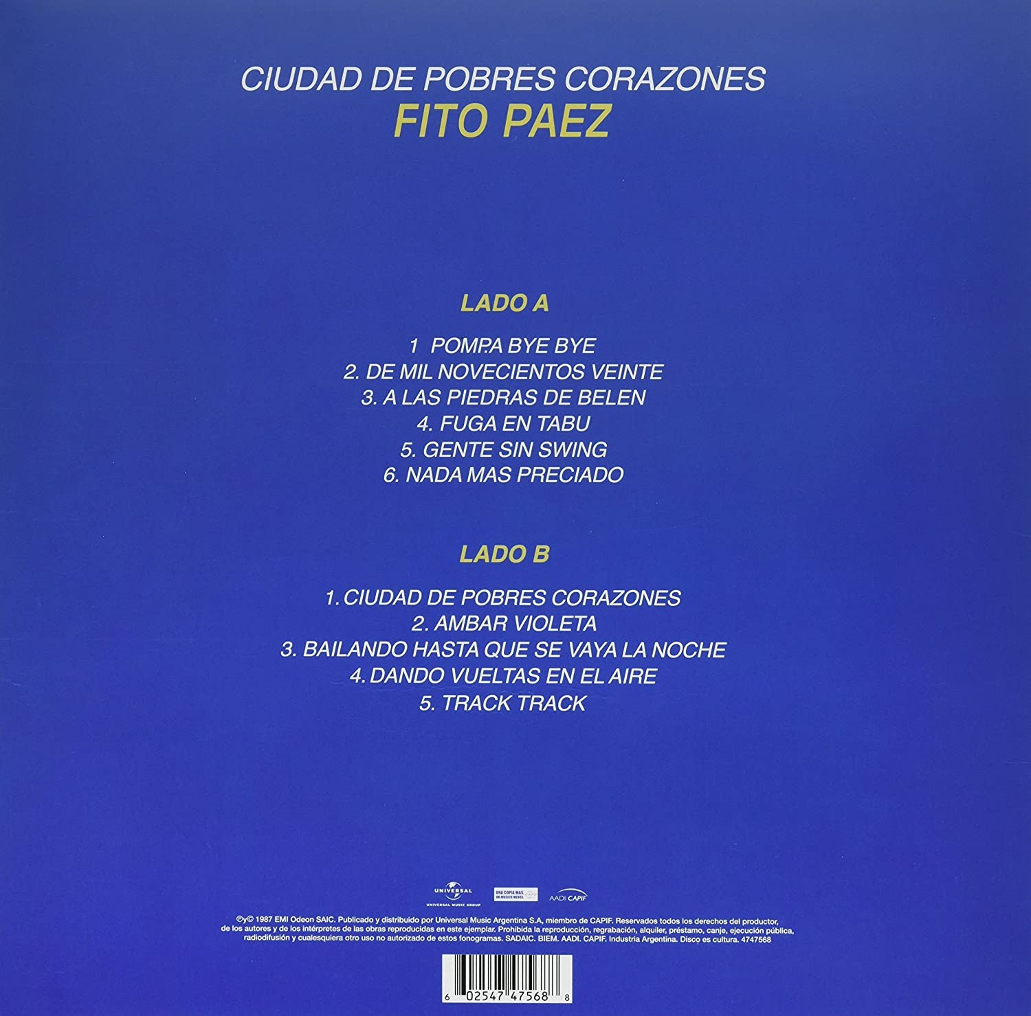 FITO PAEZ - CIUDAD DE POBRES CORAZONES - Imagen 2