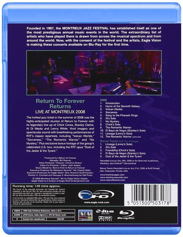 RETURN TO FOREVER - RETURNS LIVE AT MONTREUX 2008 - Imagen 2