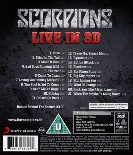 SCORPIONS - LIVE IN 3D - Imagen 2