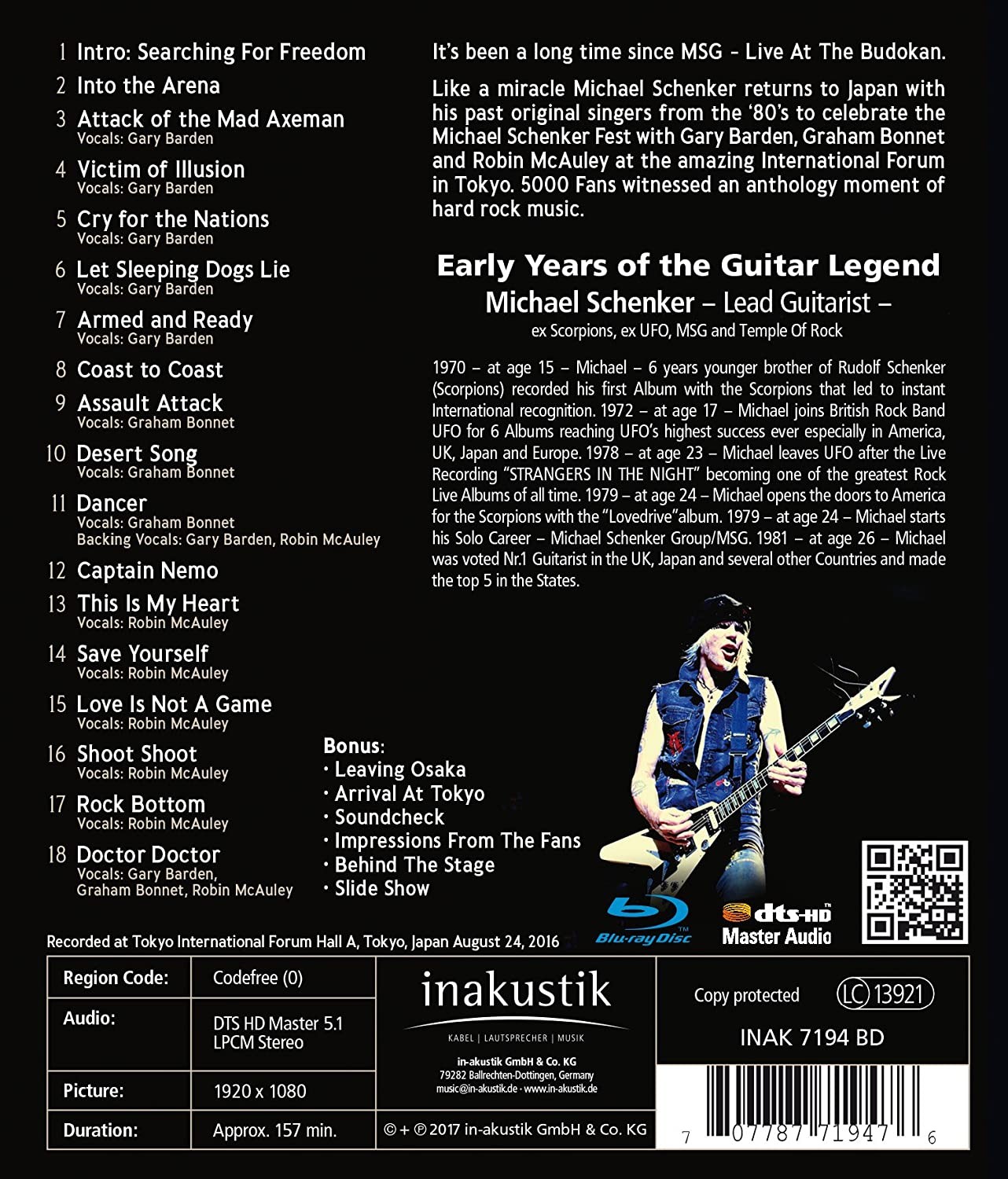 MICHAEL SCHENKER FEST - LIVE TOKYO INTERNATIONAL FORUM HALL A