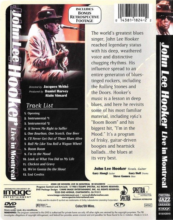 JOHN LEE HOOKER - LIVE IN MONTREAL - Imagen 2