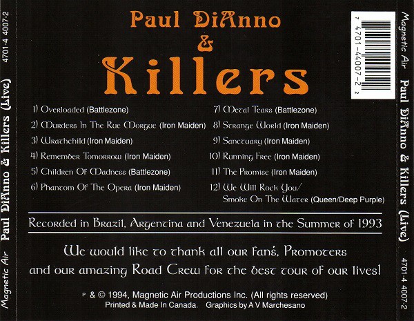 PAUL DI ANNO & KILLERS - SOUTH AMERICAN ASSAULT - LIVE - Imagen 2