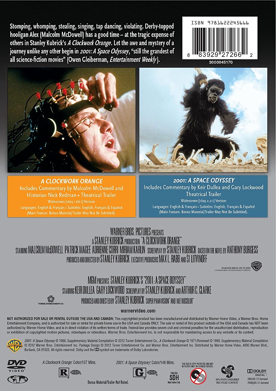 A CLOCKWORK ORANGE / 2001 A SPACE ODYSSEY