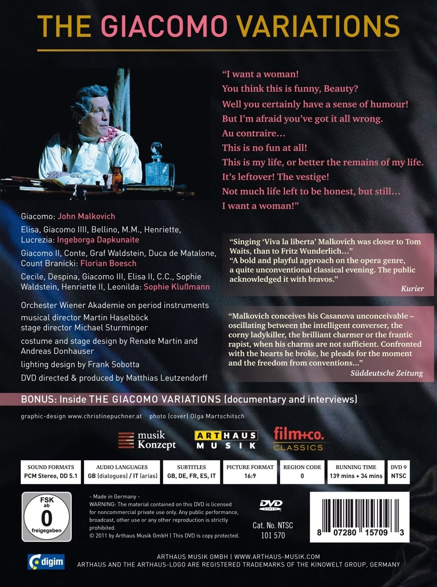 CASANOVA - THE GIACOMO VARIATIONS - WITH JOHN MALKOVICH - Imagen 2