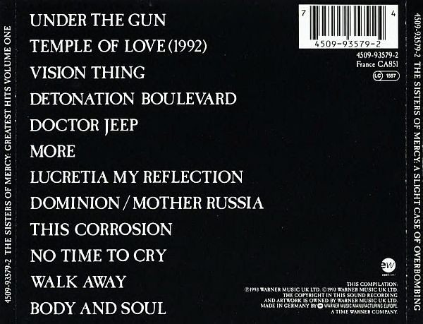 THE SISTERS OF MERCY - GREATEST HITS - VOLUME ONE - A SLIGHT CASE OF OVERBOMBING - Imagen 2