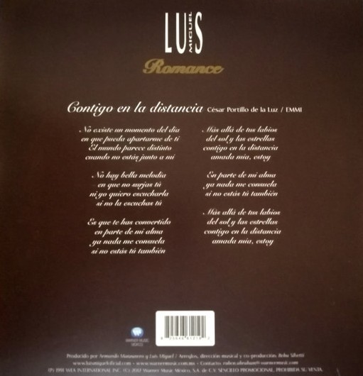 LUIS MIGUEL - CONTIGO EN LA DISTANCIA - Imagen 3