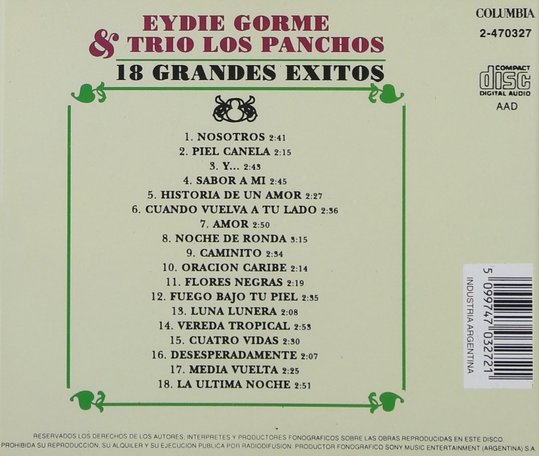 EYDIE GORME & THE TRIO LOS PANCHOS - 18 GRANDES EXITOS