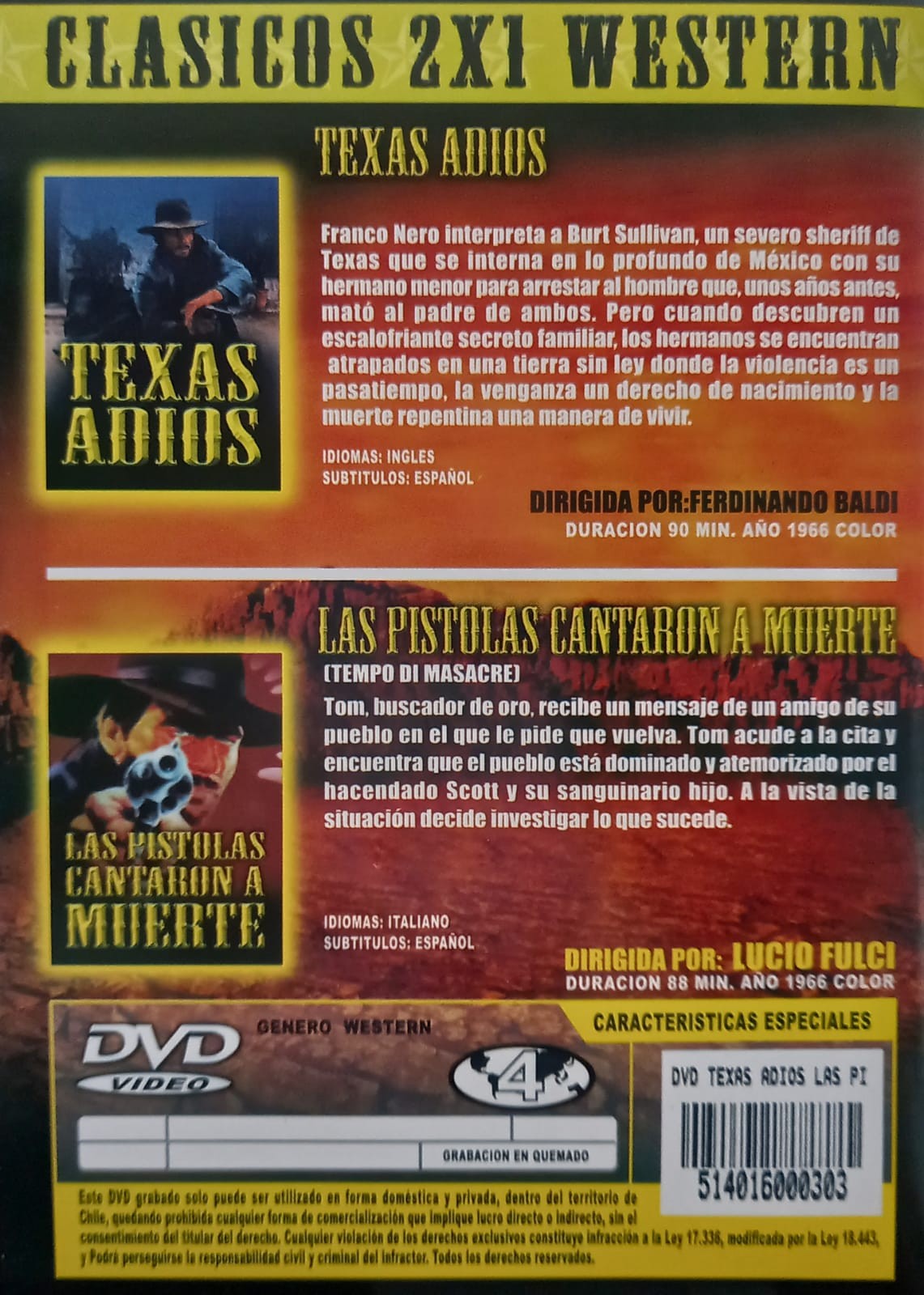 TEXAS ADIOS / LAS PISTOLAS CANTARON A MUERTE