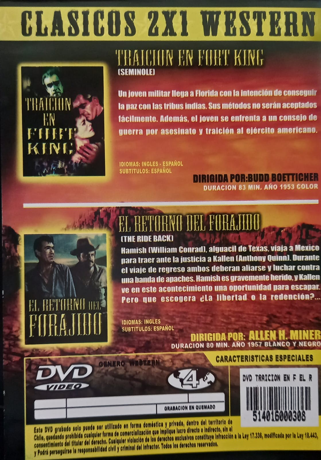 TRAICION EN FORT KING / EL RETORNO DEL FORAJIDO