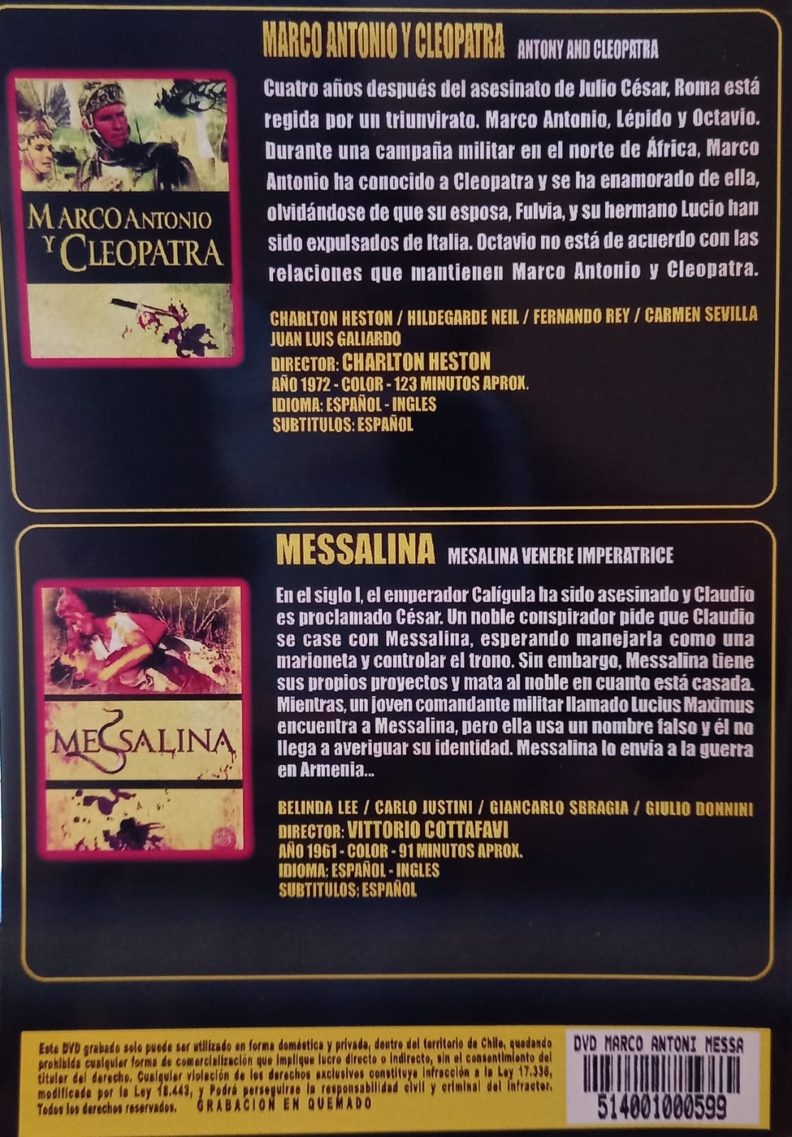 MARCO ANTONIO Y CLEOPATRA / MESSALINA - Imagen 2
