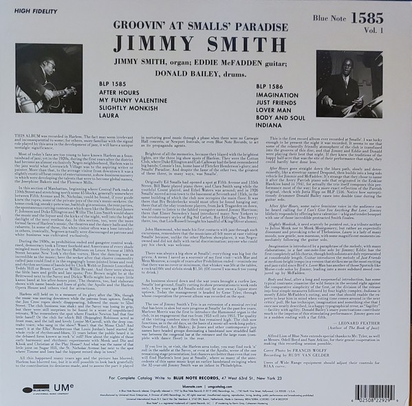 JIMMY SMITH - GROOVIN AT SMALLS PARADISE VOL1 - Imagen 2