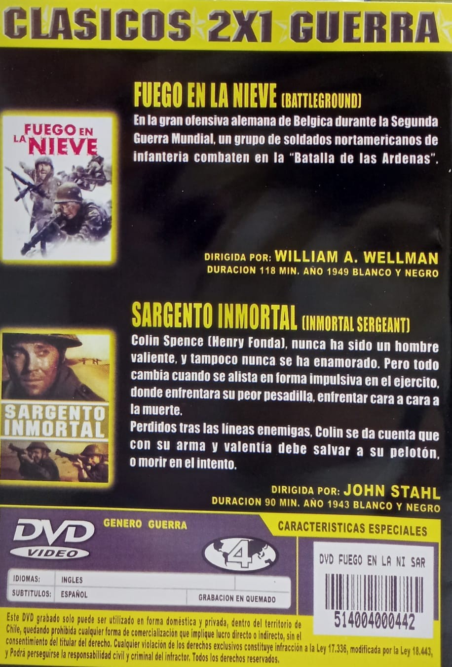 FUEGO EN LA NIEVE / SARGENTO INMORTAL - Imagen 2