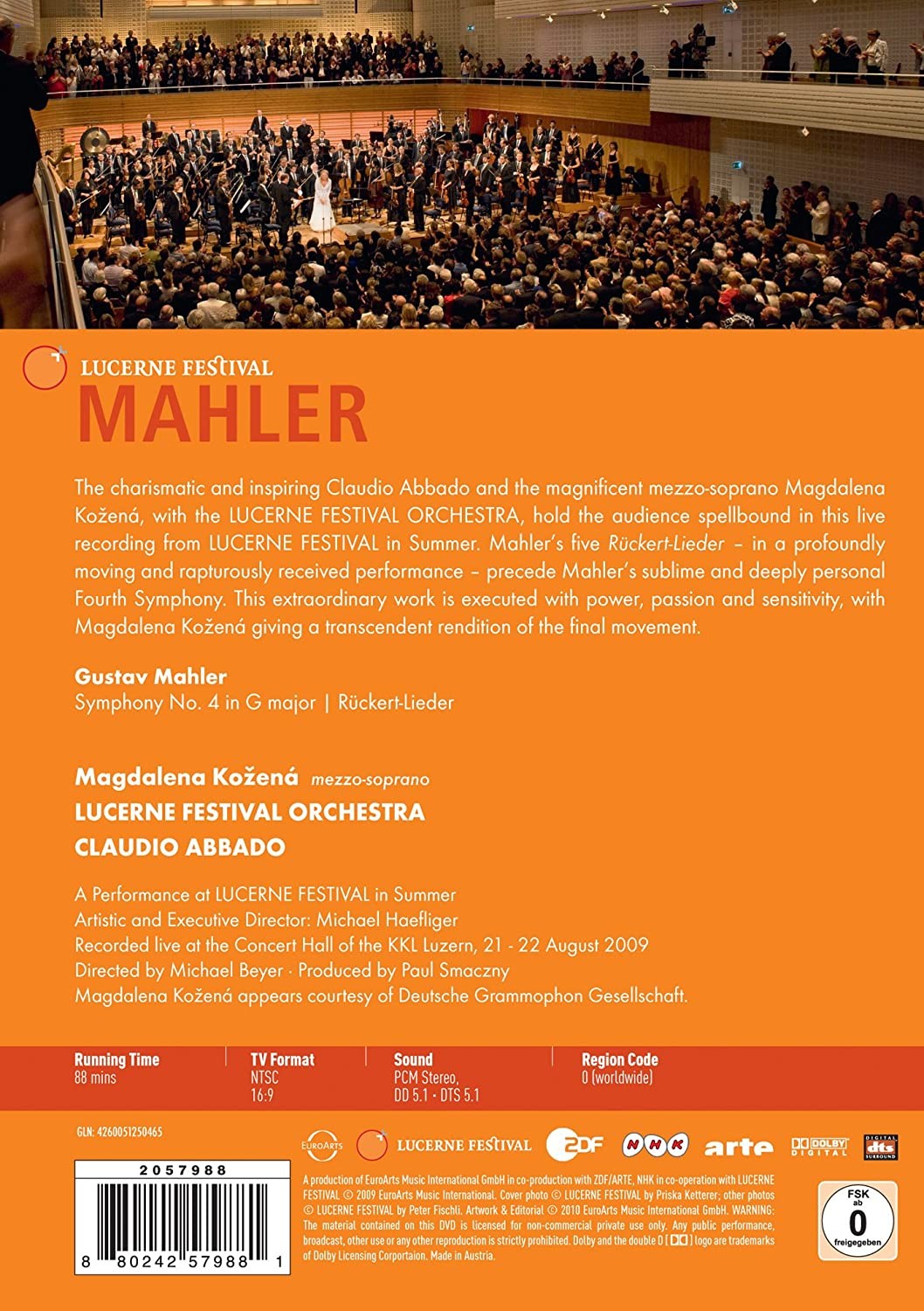 CLAUDIO ABBADO - MAGDALENA KOZENA - LUCERNE FESTIVAL - MAHLER - SYMPHONY NO 4 / RUCKERT LIEDER - Imagen 2