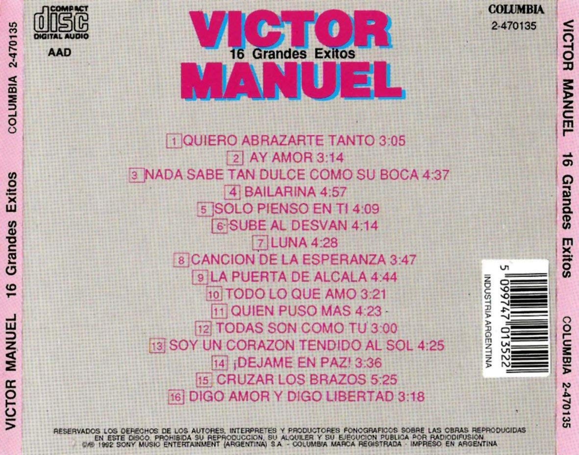 VICTOR MANUEL - 16 GRANDES EXITOS - Imagen 2