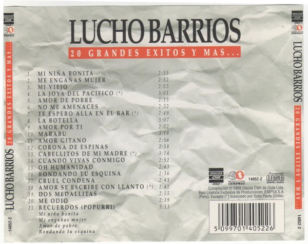LUCHO BARRIOS - 20 GRANDES EXITOS Y MAS - Imagen 3
