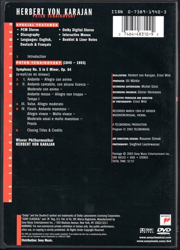 HERBERT VON KARAJAN - BERLINER PHILAHARMONIKER / PETER TCHAIKOVSKY - SYMPHONY NO 5 - Imagen 2