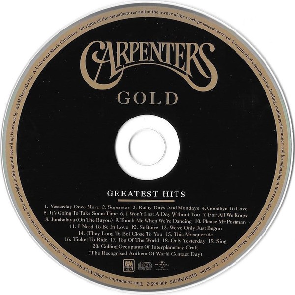 CARPENTERS - GOLD - GREATEST HITS - Imagen 2