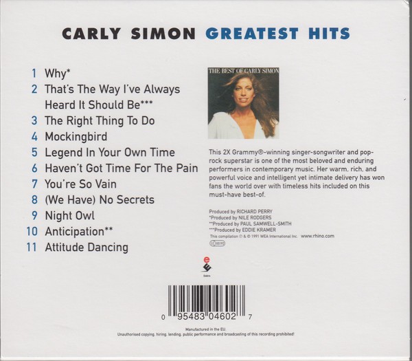 CARLY SIMON - GREATEST HITS - THE BEST OF CARLY SIMON - VOL 1 - Imagen 3