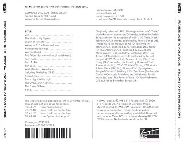 FRANKIE GOES TO HOLLYWOOD - WELCOME TO THE PLEASUREDOME - Imagen 2