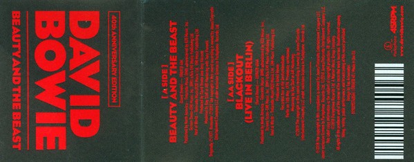 DAVID BOWIE - BEAUTY AND THE BEAST 7" - Imagen 3