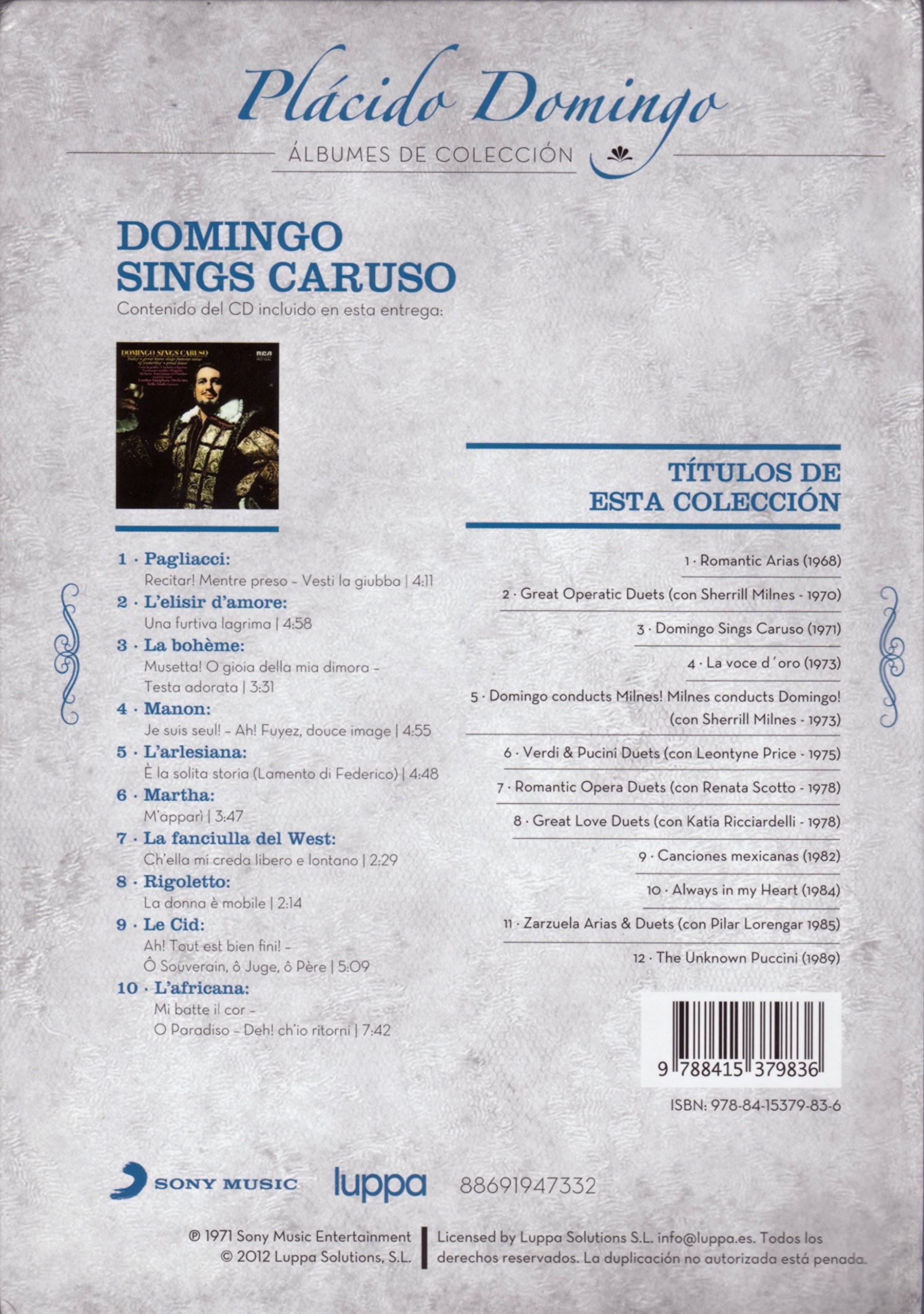 PLACIDO DOMINGO - DOMINGO SINGS CARUSO - Imagen 2