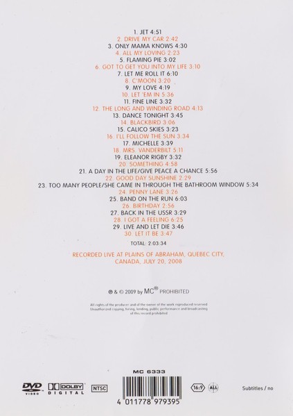 PAUL MCCARTNEY - LIVE IN CANADA 2008 - Imagen 3