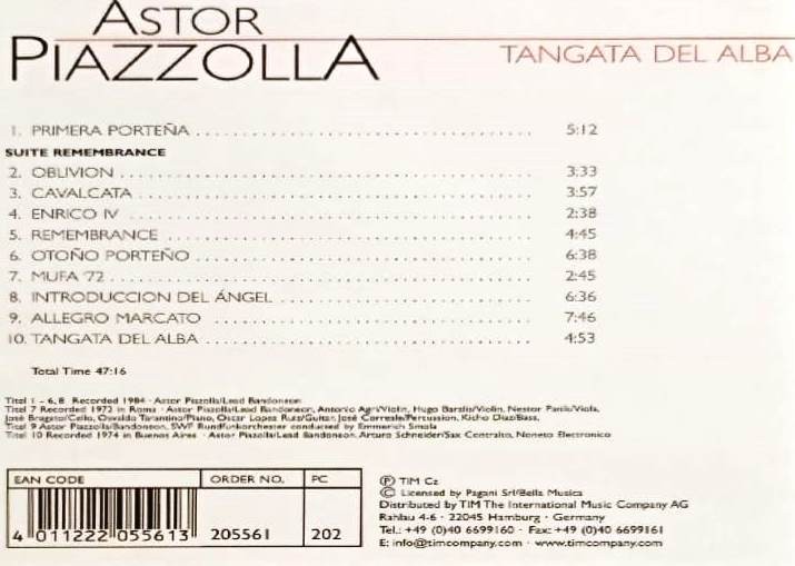 ASTOR PIAZZOLLA - TANGATA DEL ALBA - Imagen 2