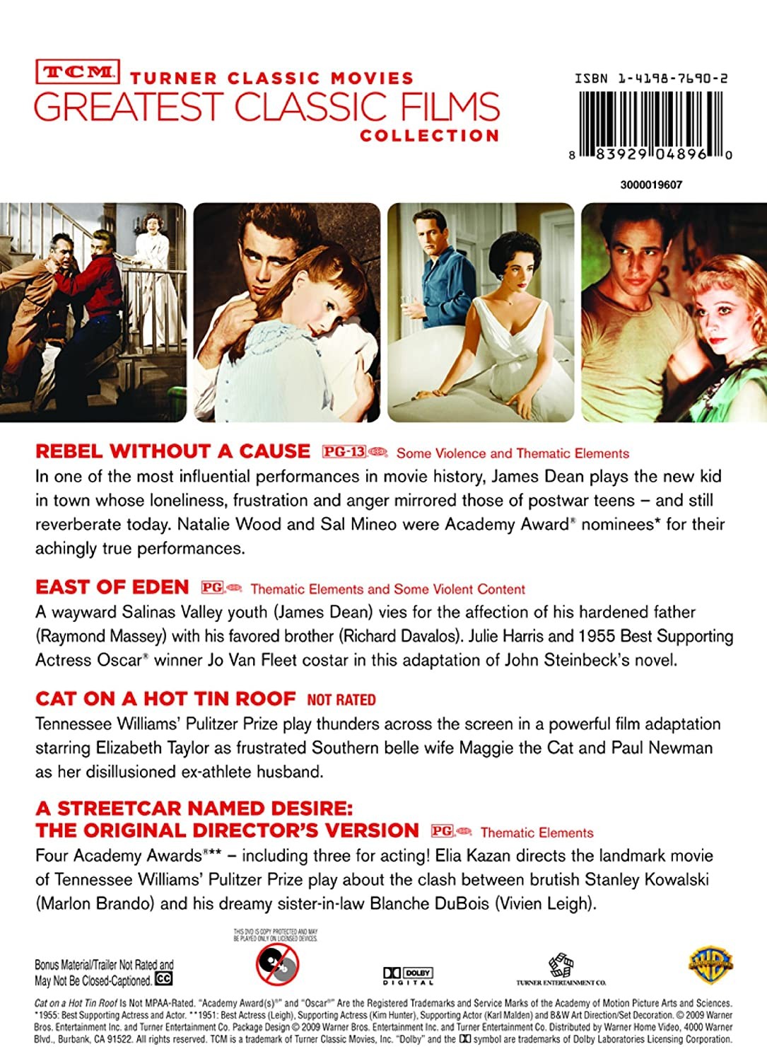 EAST OF EDEN / CAT ON A HOT TIN ROOF / A STREETCAR NAMED DESIRE / REBEL WITHOUT A CAUSE - Imagen 2