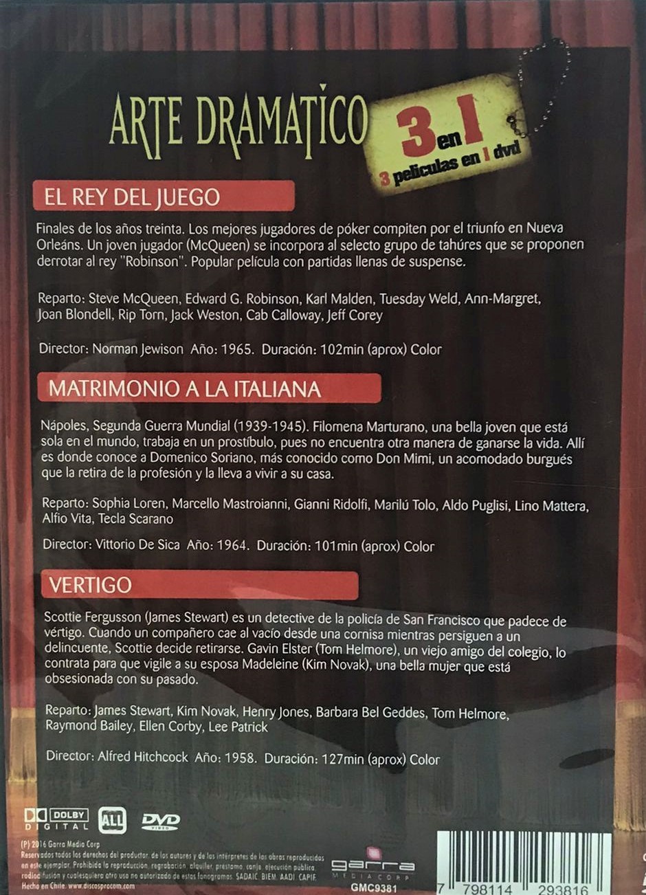 EL REY DEL JUEGO / MATRIMONIO A LA ITALIANA / VERTIGO - Imagen 2