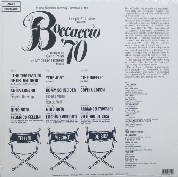 NINO ROTA & ARMANDO TROVAJOLI - BOCCACCIO 70 - SOUNDTRACK - Imagen 4