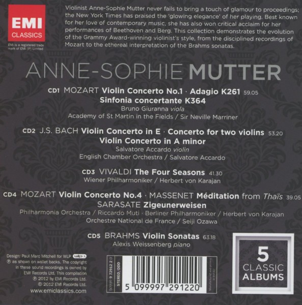 ANNE SOPHIE MUTTER - 5 CLASSIC ALBUMS - Imagen 2