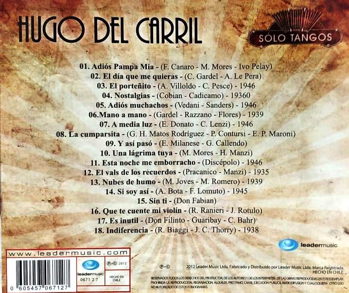 HUGO DEL CARRIL - SOLO TANGOS - Imagen 2