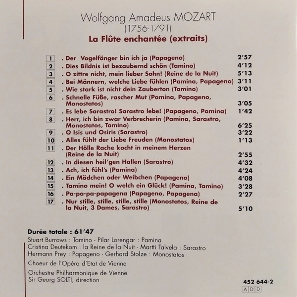 MOZART / GEORG SOLTI - LA FLAUTE ENCHANTEE - Imagen 3