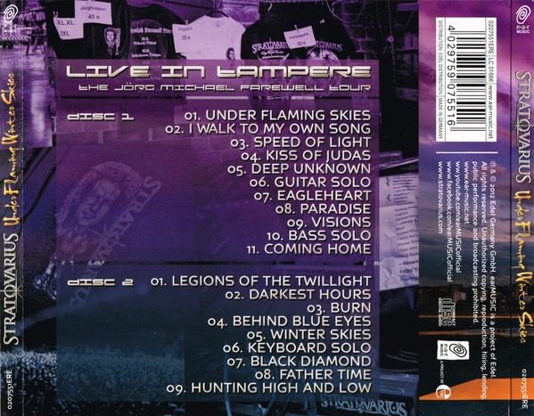 STRATOVARIUS - UNDER FLAMING WINTER SKIES - LIVE IN TAMPERE - THE JORG MICHAEL FAREWELL TOUR - Imagen 2