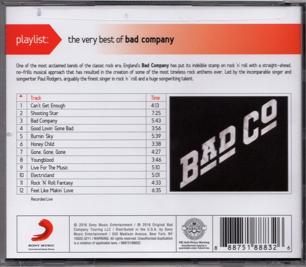 BAD COMPANY - PLAYLIST - BAD C° - THE VERY BEST OF BAD COMPANY - Imagen 3