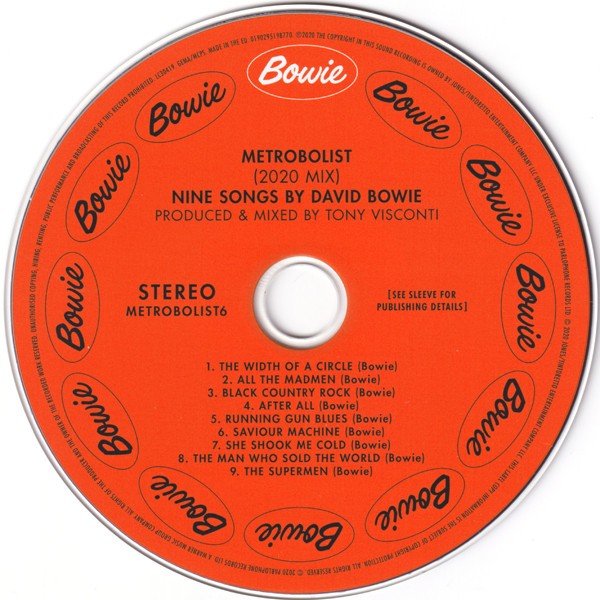 DAVID BOWIE - METROBOLIST - NINE SONGS BY DAVID BOWIE - Imagen 2