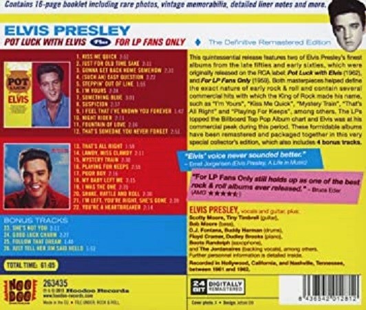 ELVIS PRESLEY - POT LUCK WITH ELVIS + FOR LP FANS ONLY - Imagen 2