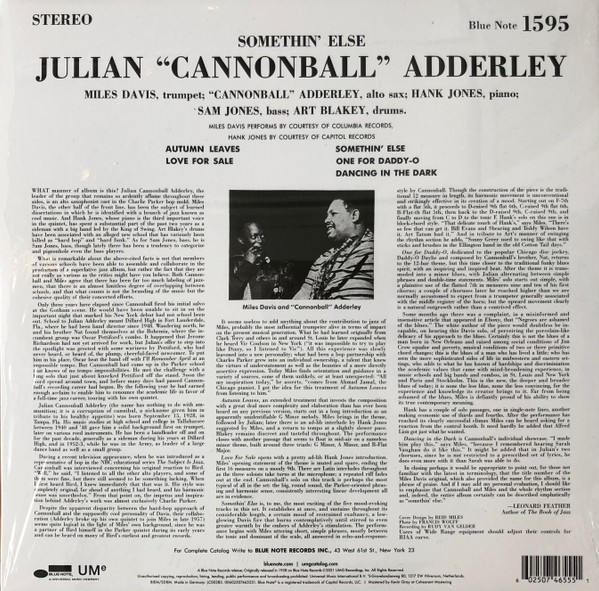 CANNONBALL ADDERLEY - SOMETHIN ELSE - Imagen 2