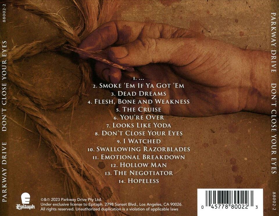 PARKWAY DRIVE - DONT CLOSE YOUR EYES - Imagen 2